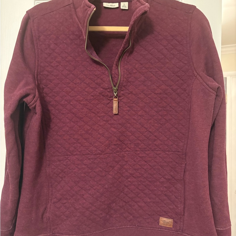 L.L. Bean Maroon Quilted Half-Zip Pullover
